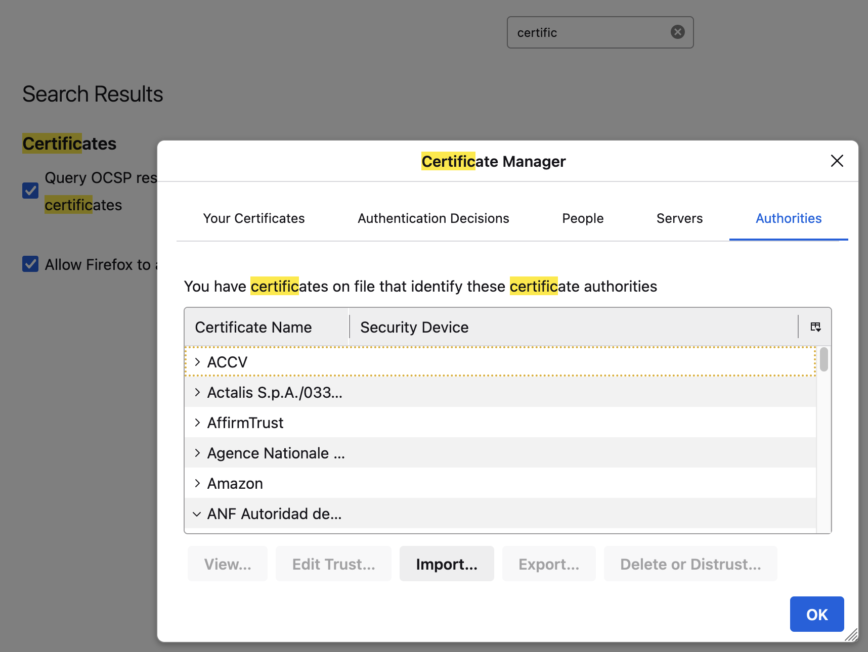 Firefox Certificates